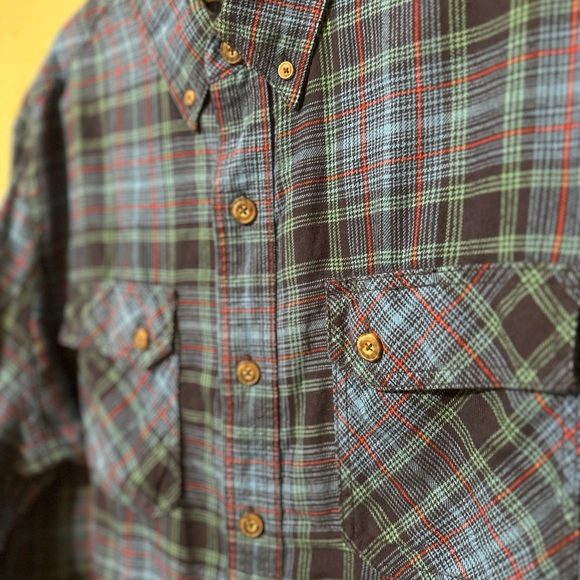 Duluth Trading Company Plaid Green Blue Red Button Down Long Sleeve Size XL - Picture 3 of 7